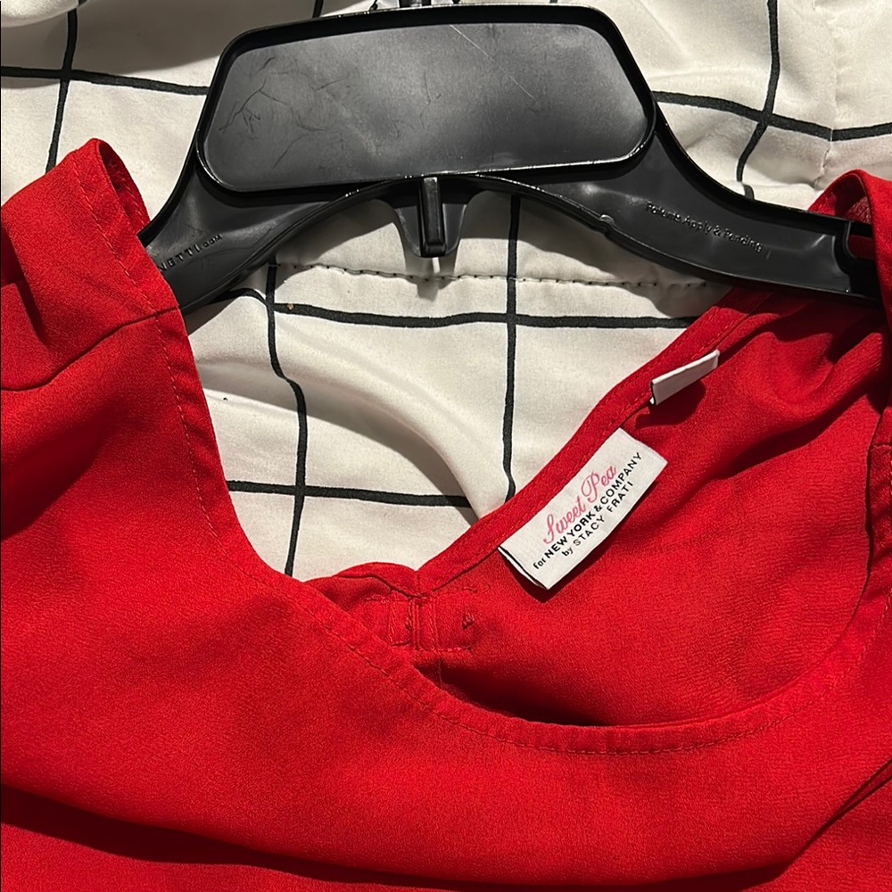 New York & Company Vibrant Red Blouse